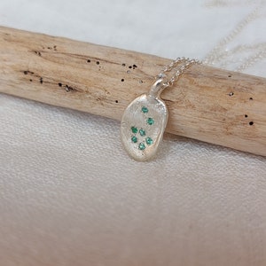 Sterling silver emerald necklace. Dainty emerald necklace, May birthstone