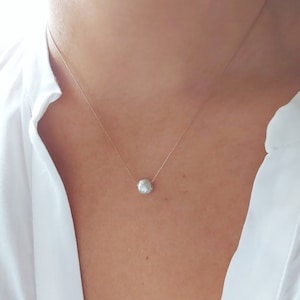 Tiny pebble necklace. Organic sterling silver small  necklace ,