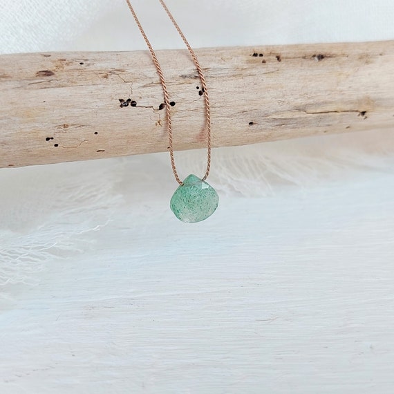 Green aventurine necklace on a silk thread