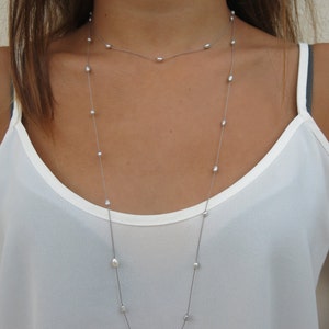 Collana lunga di perle naturali coltivate 5,7 mm usata come nuova lunghezza 85cm