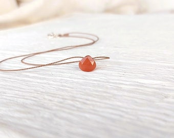 Peach moonstone necklace, real adularia jewelry, minimalist, gift for her