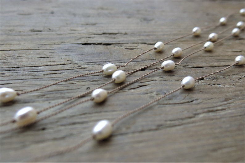 AILUOR Morse Code, bracciale in argento con perle su filo di seta, regalo per lei, messaggio segreto, regalo per lui, 16 centimeters, Metallo
