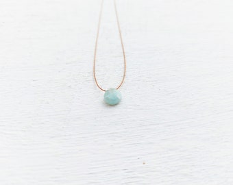 Aquamarine necklace. Milky aquamarine necklace on silk thread. Natural aquamarine. March gift