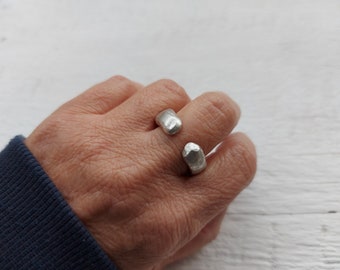 Sterling silver open ring. Organic silver ring, statement ring, freeform ring, organic shape ring