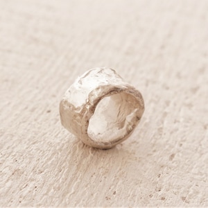 Medium wide band sterling silver  ring. Organic jewelry. Texturized band, contemporary style, unisex