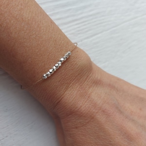 Karen Hill Tribe Feinsilber Perlenarmband, Seidenkordel Freundschaftsschmuck