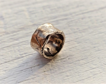 Roman bronze ring, wide organic bronze band,  unisex rustic ring.