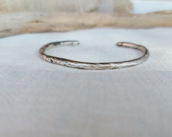 Sterling silver rustic cuff bracelet, oxidized