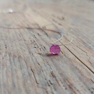 Pink sapphire minimalist necklace, faceted briolette, September birthstone.
