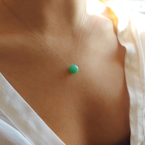 Chrysoprase necklace,  mint green,  untreated, minimalist jewelry, natural gem ,. No shipping until the end of August