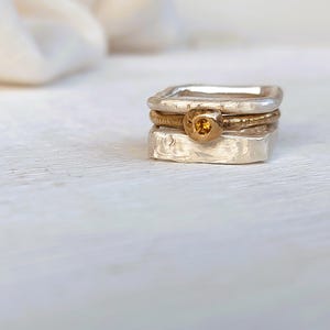 Conjunto de anillos de tres formas, anillos apilables geométricos, conjunto de anillos cuadrados con citrino