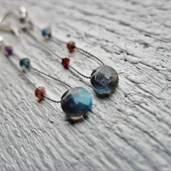 Labradorite earrings. Labradorite and pink tourmaline earrings