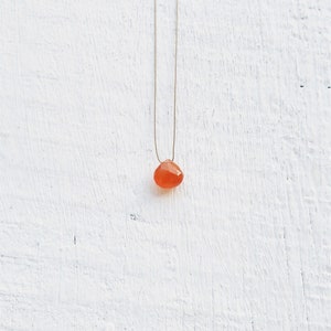 Minimalist Faceted Carnelian Briolette Necklace, Silk Cord Everyday Jewelry. No shipping until the end of August