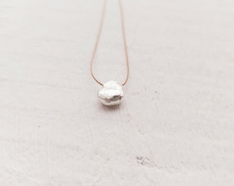 Sterling silver pebble necklace. Stacking sterling silver necklace. Pebble jewelry. Organic silver necklace