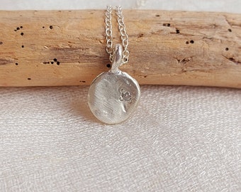 Diamond and sterling silver necklace. Dainty recycled diamond, anniversary gift, April birthstone