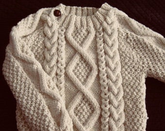 Irish Wool Baby or Toddler Sweater Design A