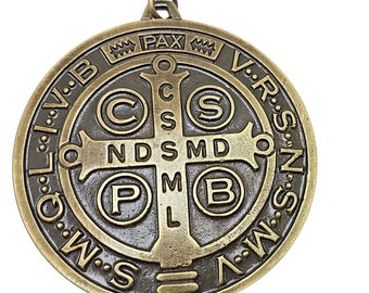 St Benefict XL medal 3" / jubilee medal MRT/ medall extra grande San Benito 3"
