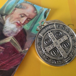 1.5&quot; St Bendict Cross Jubilee Medal / Medalla De San Benito / oxidized silver finish