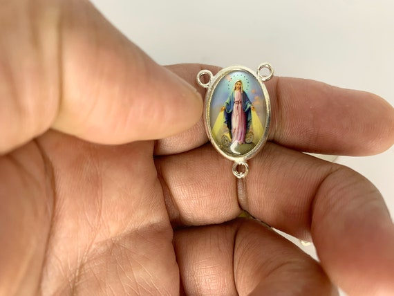 25 Miraculous Medal Mother Mary Rosary Center Piece , Crucero Para Rosario  Con Imagen De La Medalla Milagrosa De La Virgen María / 