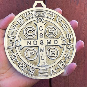 15 cm St Benefict XL Medaille/ Jubiläums Medaille MRT/ Medaillon extra grande San Benito 5 pulgadas/versilbert