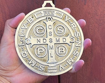 5 inch St Benefict XL medal/ jubilee medal MRT/ medalla extra grande San Benito 5 pulgadas/silver plated