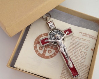St. Benedict Medal crucifix 3" tall/  Crucifijo con medalla de San Benito/ MRT , Cruz de San Benito