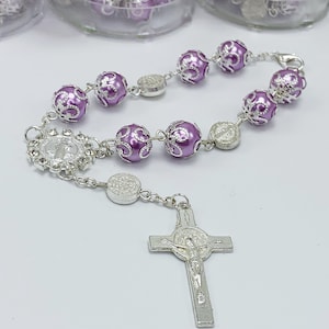 60 baptism favors Bracelets/ Pearl White communion favors/ recuerdos para bautizo / finger rosaries/ christening favors / communion favors
