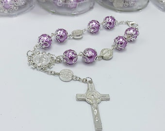 60 favores de bautismo Pulseras/ Favores de comunión Blanco Perla/ recuerdos para bautizo / rosarios de dedos/ favores de bautizo / favores de comunión