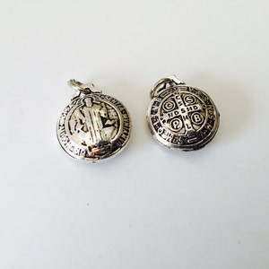 2   Saint Benedict medal (3/4&quot;) metal in nickel finish, rosary/ keychain accessory
