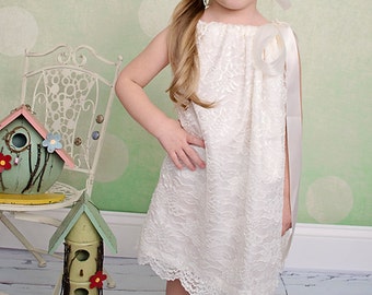 Vestido con funda de almohada de satén y encaje marfil 12 m - 5t