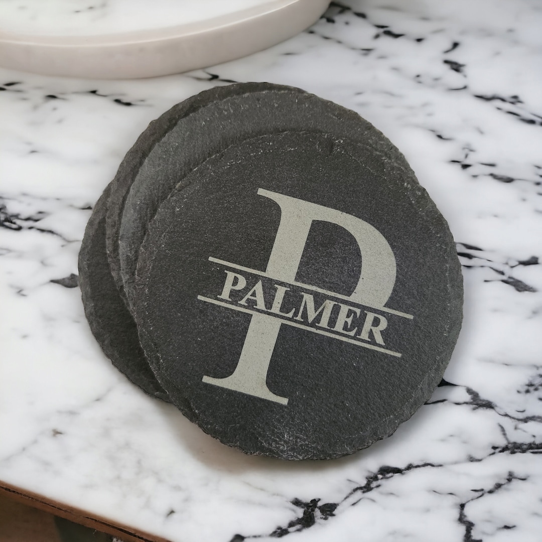 Engraved Slate Coasters, Set of Four -4- Slate Drink Coasters, Custom ...