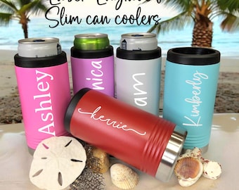 Enfriador de latas delgado personalizado grabado con láser, soporte para bebidas de acero inoxidable