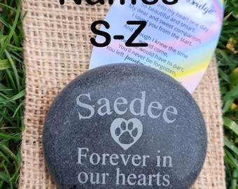 Personalized Pet Memorial Garden Stone Engraved Dog Cat Memorials Garden Stone Marker Memorial Stones-S-Z NAMES ONLY