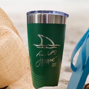 Fins up 20oz Beverage Coffee Tumbler Margaritaville w/ Jimmy's signature etched. This is the last song by Jimmy Buffett. Parrotheads Green