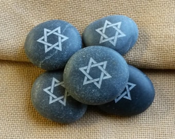 Set of 5 Star of David stones. Jewish stones for tombstones. Remembrance Stones Rocks. Rosh Hashanah