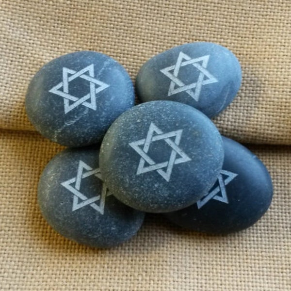 Set of 5 Star of David stones. Jewish stones for tombstones. Remembrance Stones Rocks. Rosh Hashanah