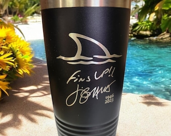 Fins up 20oz Beverage Coffee Tumbler Margaritaville w/ Jimmy's signature etched. This is the last song by Jimmy Buffett. Parrotheads