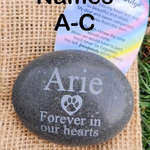 Personalized Pet Memorial Garden Stone Engraved Dog Cat Memorials Garden Stone Marker Memorial Stones-A-C NAMES ONLY