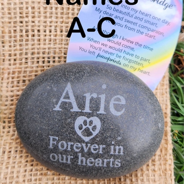 Personalized Pet Memorial Garden Stone Engraved Dog Cat Memorials Garden Stone Marker Memorial Stones-A-C NAMES ONLY