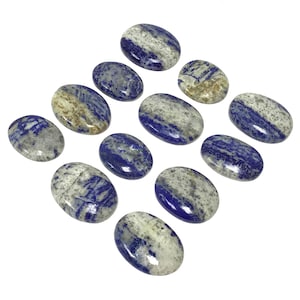 Lapis Lazuli Worry Stone – Pocket Thumb Stone with Indent for Anxiety and Stress Relief – Polished Blue Fidget Stone for Focus,