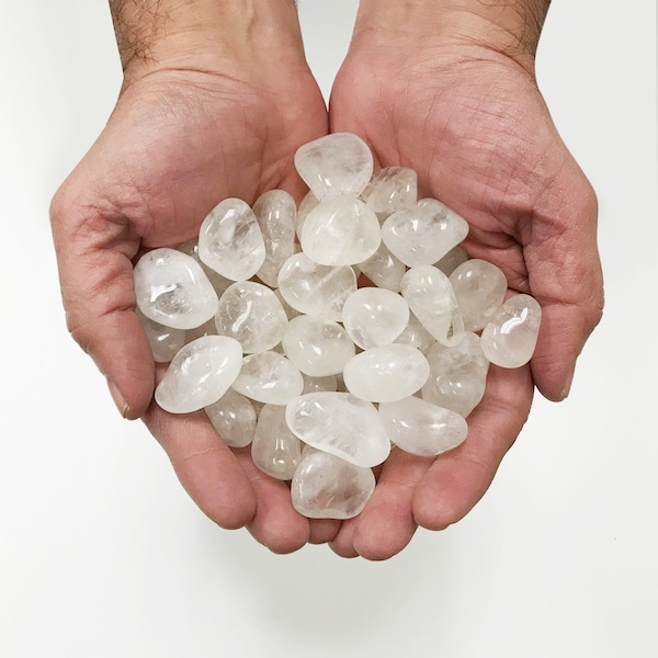 Natural Clear Quartz Tumbled Stones, Clear Quartz Gemstone, Clear Quartz Crystal, Tumbled Clear Quartz_RTS013-1Lb