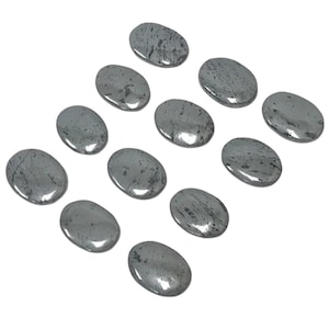 Hematite Pocket Fidget Thumb Indent Worry Stone (1 Piece) -RSH204-L