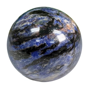 Polished Sodalite Sphere Decor Ball, Natural Blue Crystal Stone for Home Decor, Display, and Office Accent, Unique Decorative Sphere for