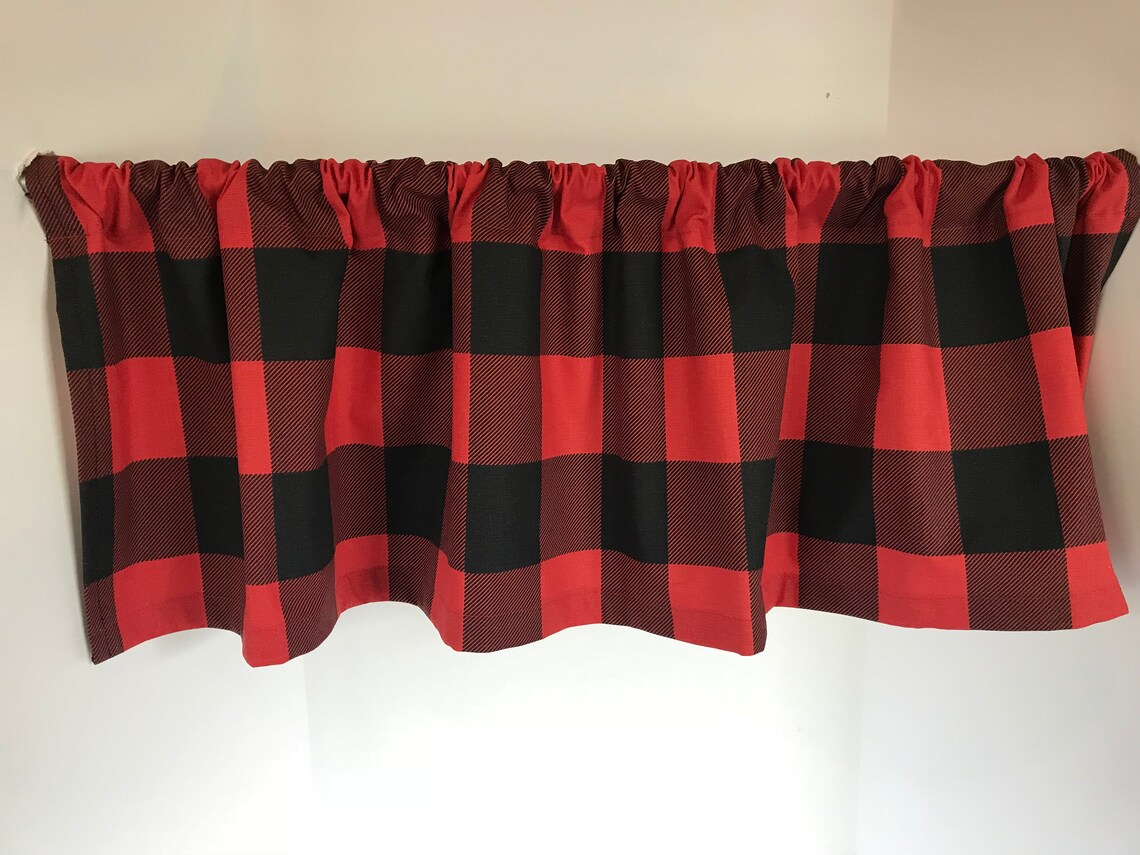 Valance Black and Red Buffalo Check Plaid Window Treatment Etsy