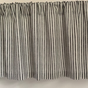 Valance Black and White Ticking Stripe Farmhouse Custom Made Window Treatment Cotton Duck