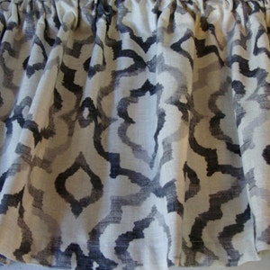 Valance Kelly Ripa Gray and Black and White Design Custom Made 53&quot; W X 14 &quot; L Window Treatment Topper