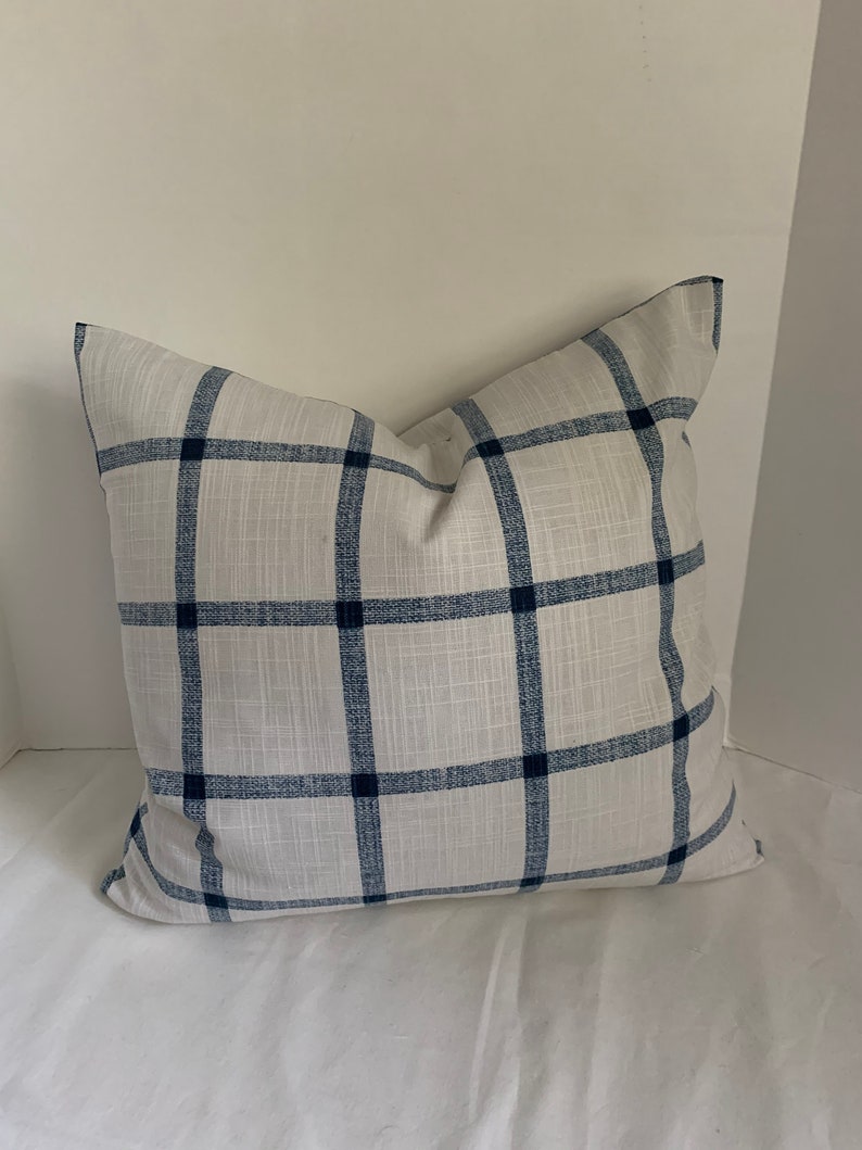 Pillow Cover Modern Farmhouse Navy and White Check Squares. Etsy