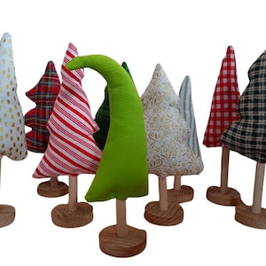 Fabric Christmas Tree, Plaid Holiday Decor, Rustic Tabletop Tree