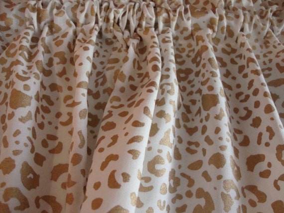 Valance White With Gold Leopard Cheetah Print Curtain Window Etsy