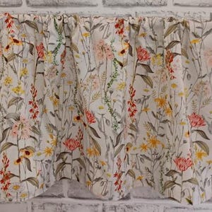 Cenefa de algodón con estampado floral de flores silvestres, cortinas de cocina estilo rústico